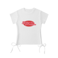 Hotter than your trauma stringed top, white bodycon crop top
