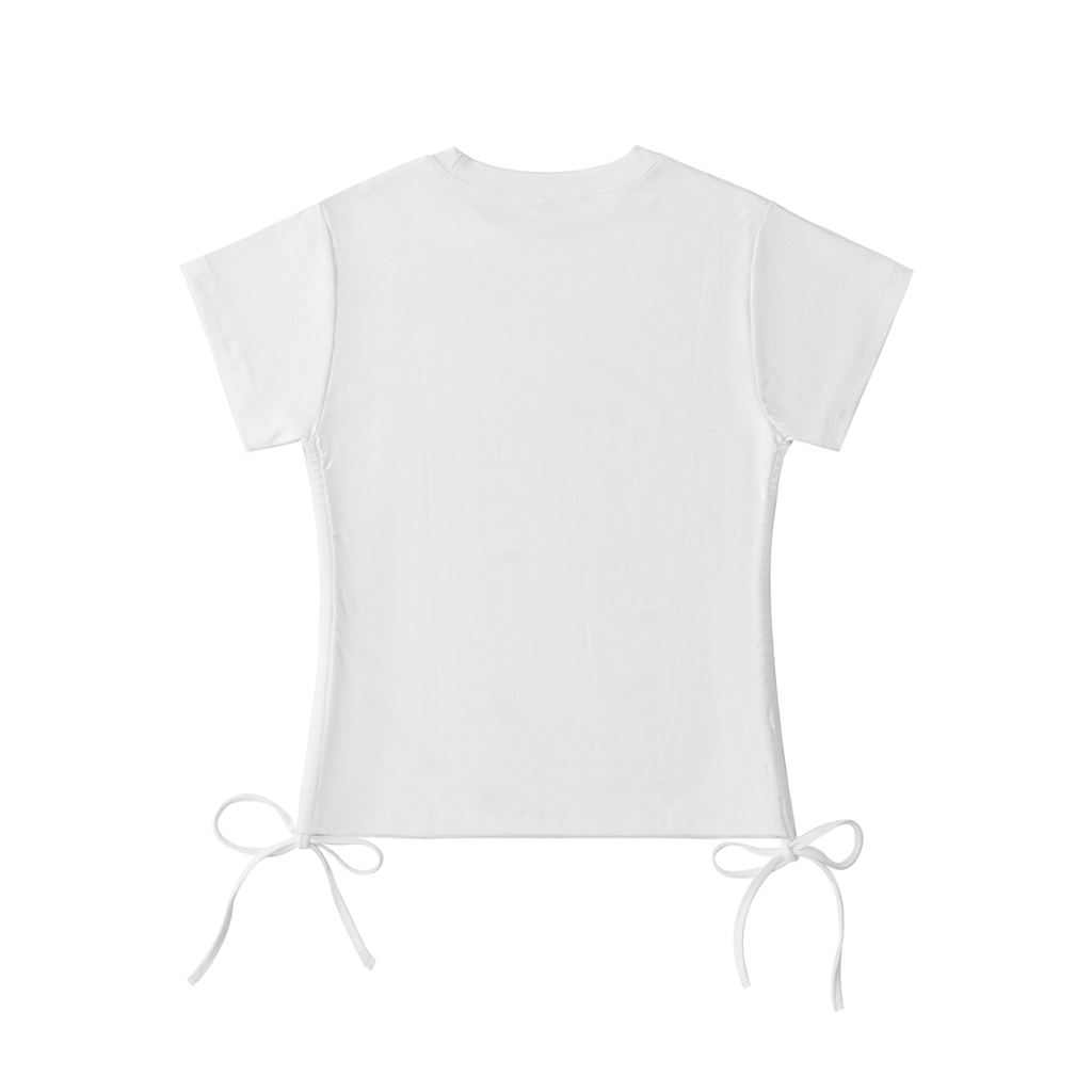 Hotter than your trauma stringed top, white bodycon crop top
