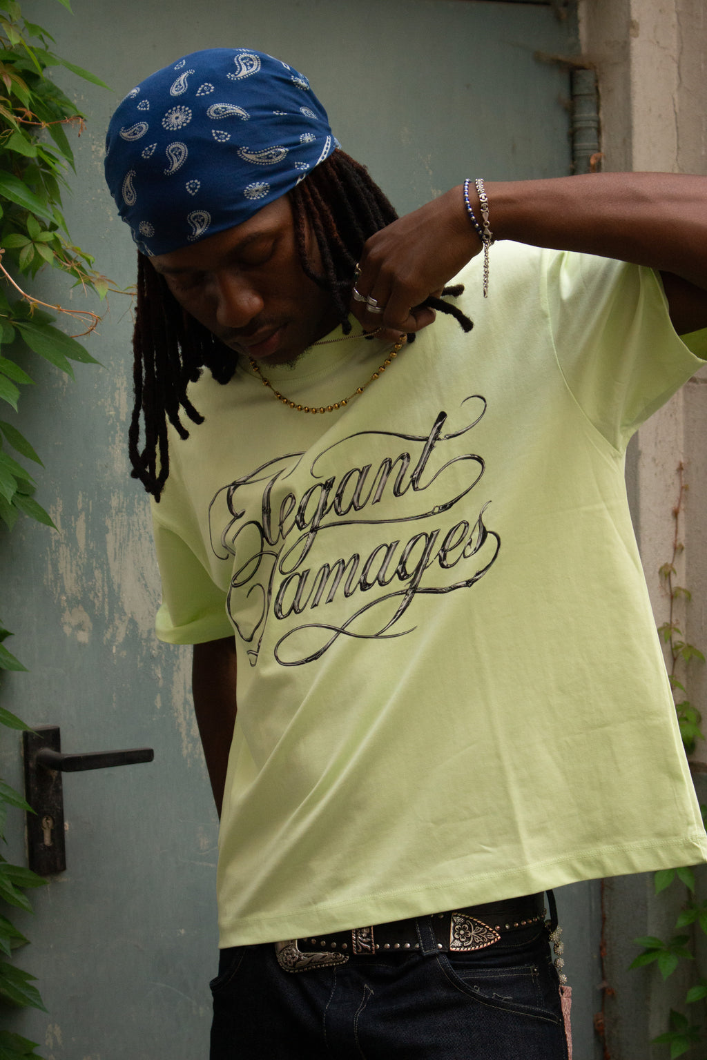 Elegant Damages Lime T-Shirt
