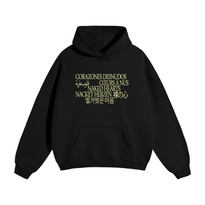 Naked Hearts hoodie, black, Languages of Love
