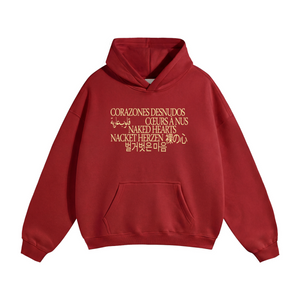 Naked Hearts hoodie, red, Languages of Love
