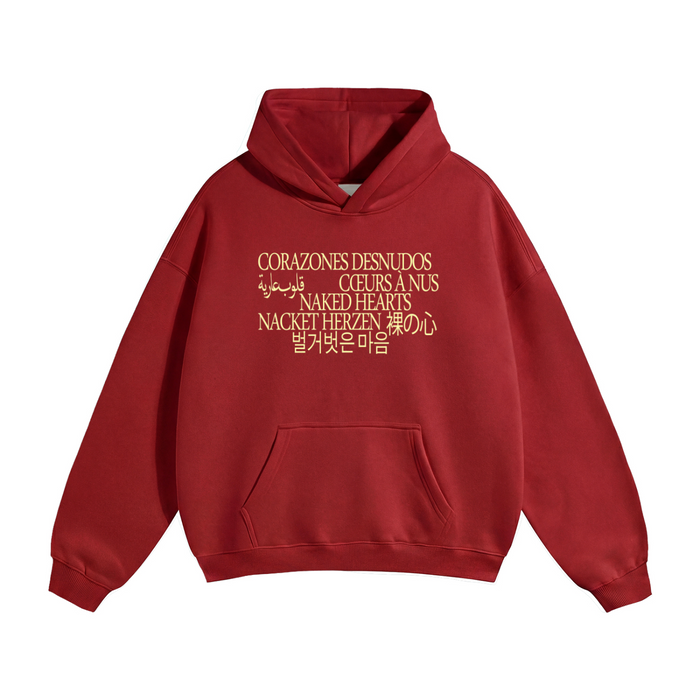 Naked Hearts hoodie, red, Languages of Love