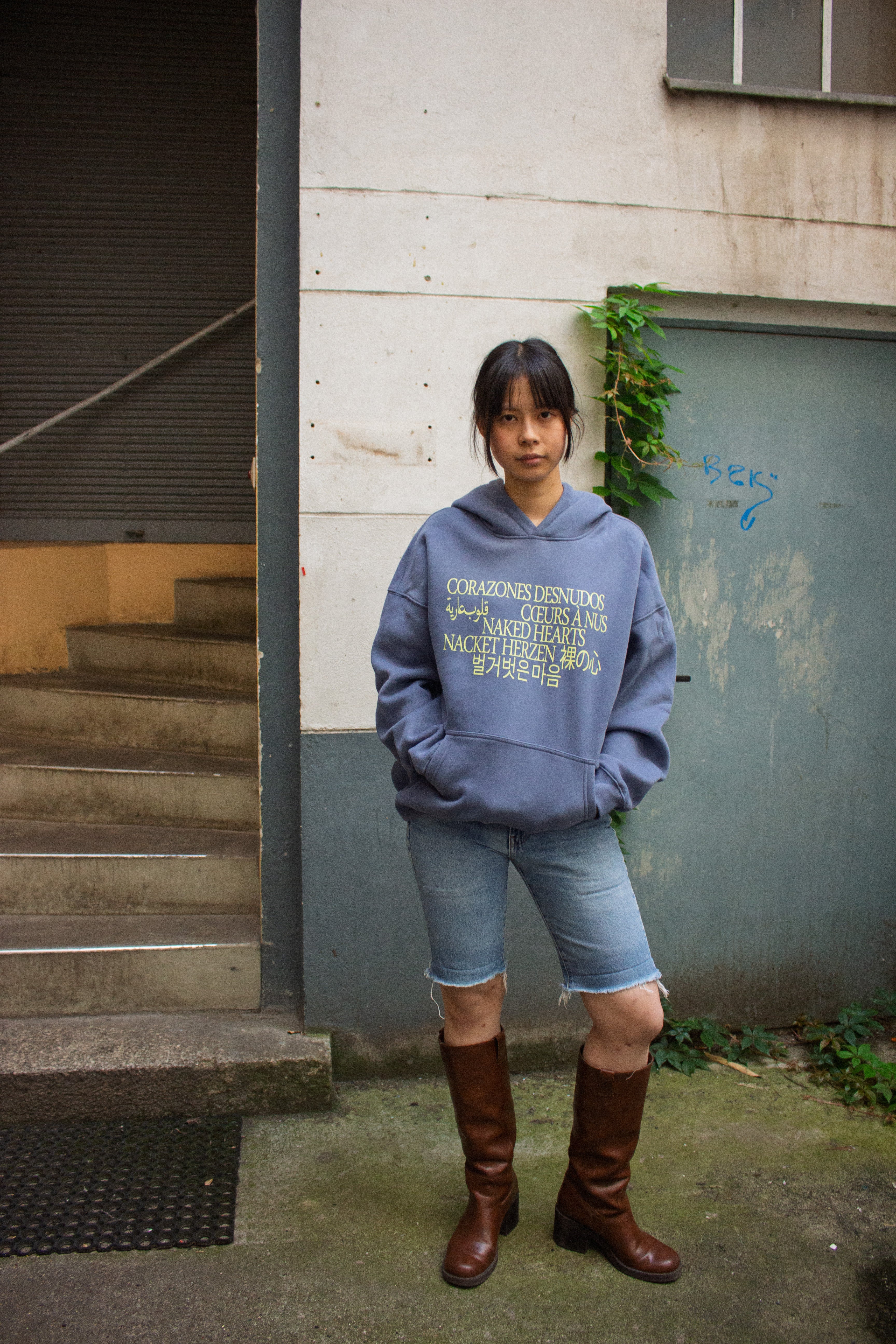 Naked Hearts Blue Hoodie - Languages of Love