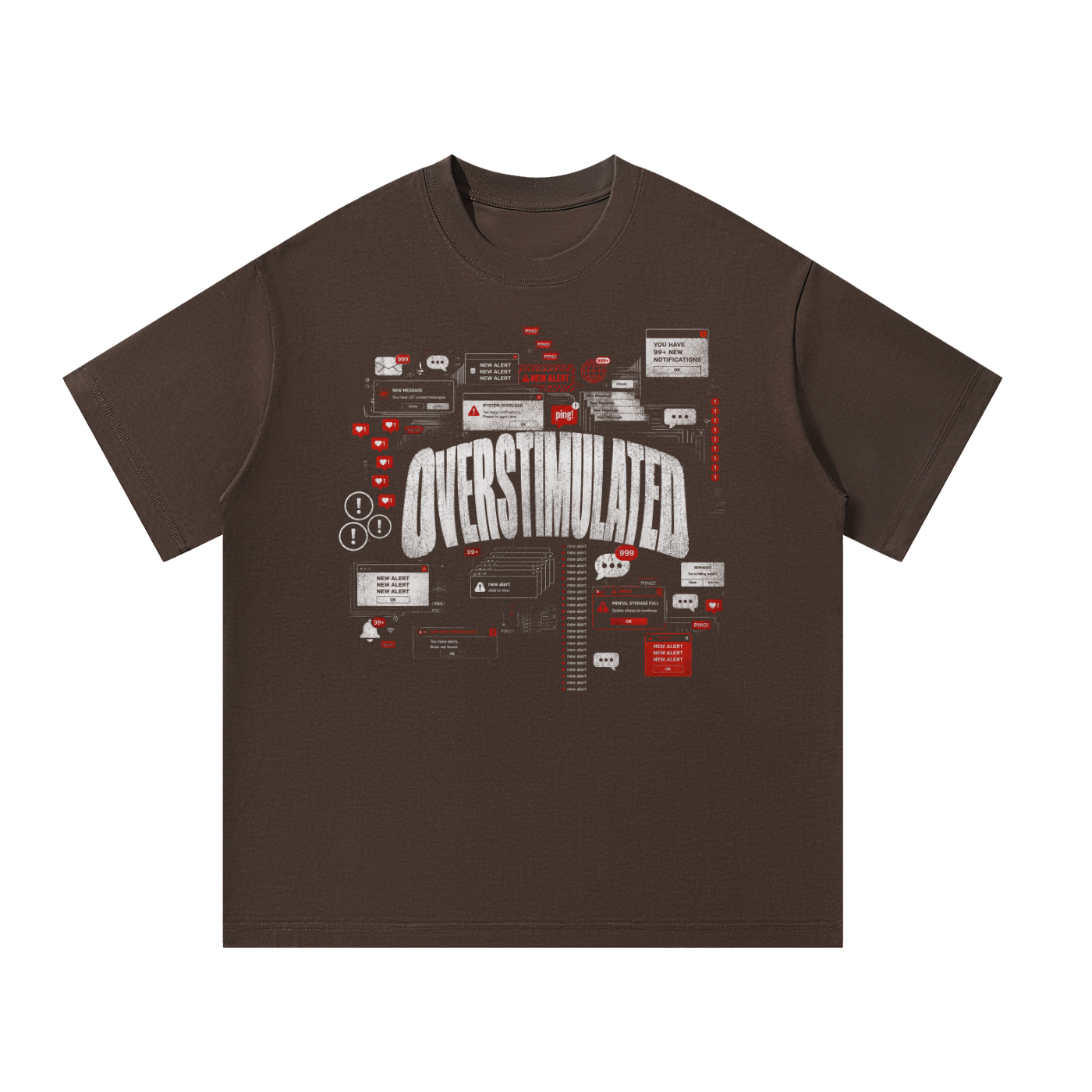 Overstimulated unisex oversized t-shirt, coffee brown