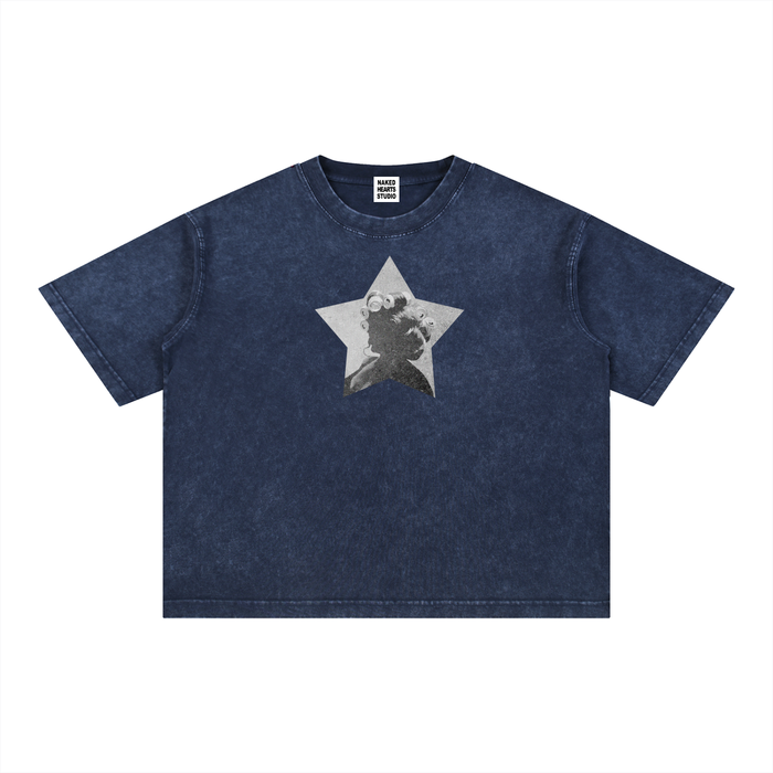 Pop Star t-shirt, royal blue wash
